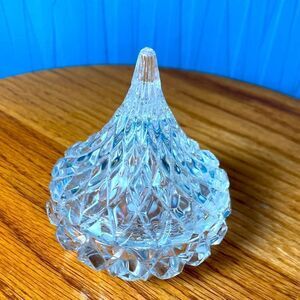 Vintage Crystal Hershey's Kiss Trinket Box Clear Glass 1987 Goldinger crystal